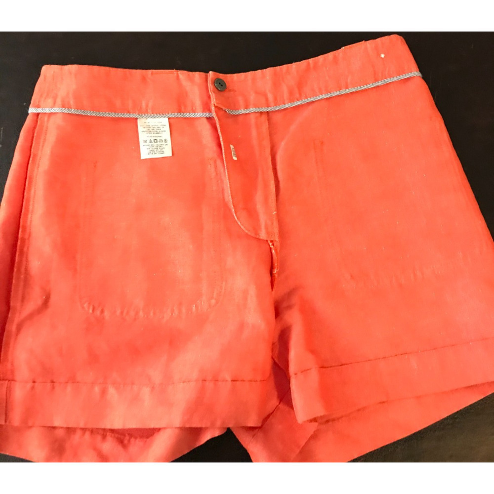 Anthropologie Daughters of the Liberation Linen Shorts 8 Orange High Rise - Picture 4 of 11